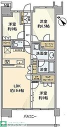 パークホームズ津田沼 5階3LDKの間取り