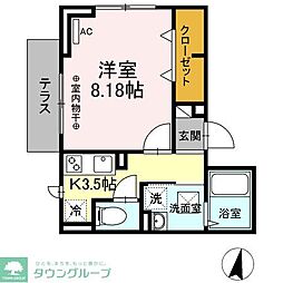 シティハイムE 1階1Kの間取り