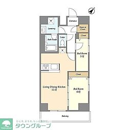 グランカーサ西葛西 7階2LDKの間取り