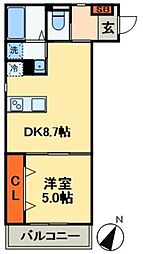 32スプラウト 1LDKの間取図画像