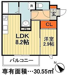 カーサグランデ本八幡 1LDKの間取図画像