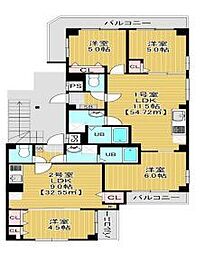 ガーネットコートII 3LDKの間取図画像