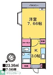 シエロアジュール 1Kの間取図画像
