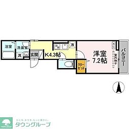 MilleFoglie uno(ミレフォリエ ウノ) 1Kの間取図画像