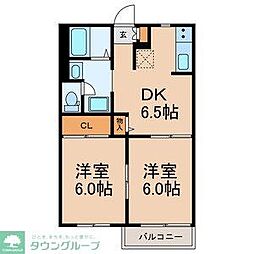 フォレストさつき2 2DKの間取図画像