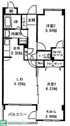 イースト・ウィング 2LDKの間取図画像