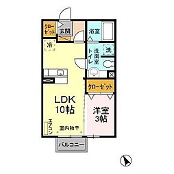 グランデ浪花 1Kの間取図画像