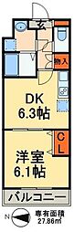 リエートヴィラ幕張 1DKの間取図画像