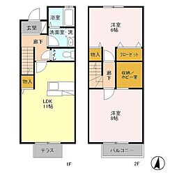 パティオス薬園台東 2LDKの間取図画像