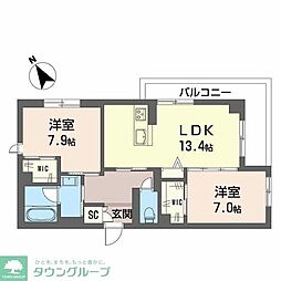 ティエンポ フェリズ I 2LDKの間取図画像