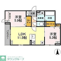セレスティア北小岩III 2LDKの間取図画像