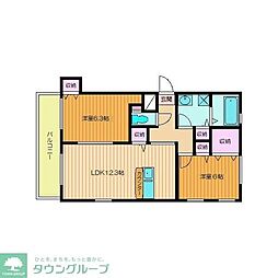 オフィールソール 2LDKの間取図画像