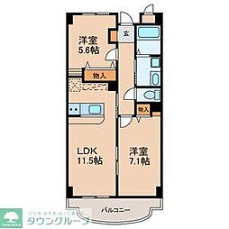 フォレストハサマ 2LDKの間取図画像