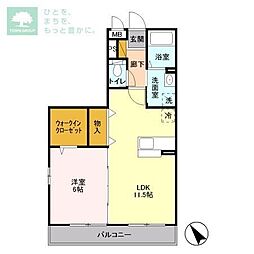 コスモガーデン 1LDKの間取図画像