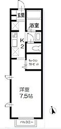 スプリングスホーム 1Kの間取図画像
