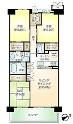 レーベンリゾシアヴェスティブルー 3LDKの間取り