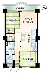ライオンズヒルズ熱海 2LDKの間取図画像