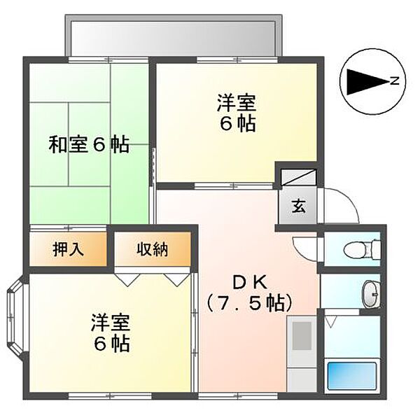 グロリオーサあいだ ｜兵庫県姫路市広畑区才(賃貸アパート3DK・1階・52.66㎡)の写真 その3