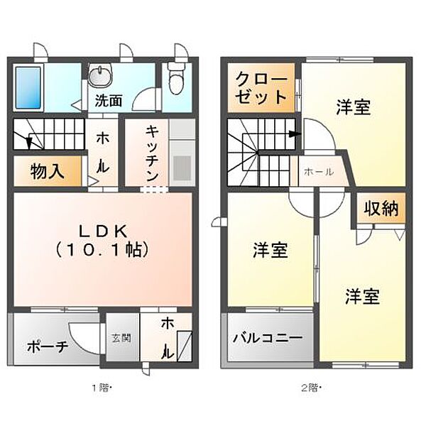 フェリアＡＢ棟 ｜兵庫県揖保郡太子町太田(賃貸アパート3LDK・1階・69.00㎡)の写真 その4