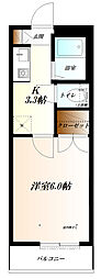 リバティ・ヒルズ 1Kの間取図画像