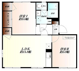 GREENAPARTMENTA 2LDKの間取図画像