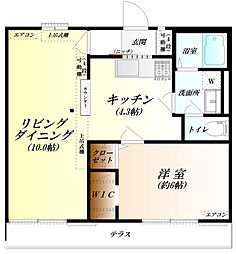 レーゾンドールA 1LDKの間取図画像