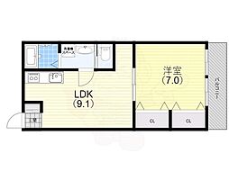 ときわ萩乃ハイツ 1LDKの間取図画像