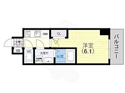 エスリード神戸兵庫駅ミッドポート 12階1Kの間取り