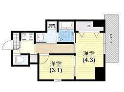 エヌエムスワサントアン 2階2Kの間取り