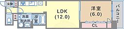 ワコーレシティ神戸三宮 1LDKの間取図画像