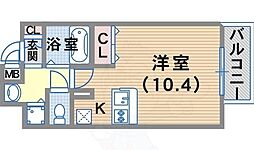 プレサンス三宮花時計前 ワンルームの間取図画像