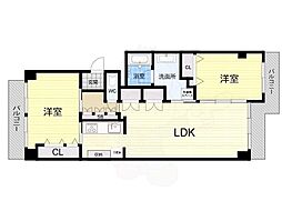 エバーグリーン神戸ポートアイランド2号棟 2LDKの間取図画像