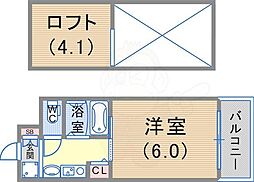 エステムコート三宮駅前ラドゥー 1Kの間取図画像