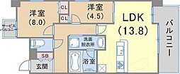 サムティグランツ神戸 2LDKの間取図画像