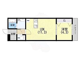ノワール八代本町 1LDKの間取図画像