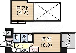 エステムコート三宮駅前ラドゥー 1Kの間取図画像