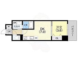 レオンコンフォート神戸駅前 1DKの間取図画像