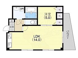 アドモリモト元町通 1LDKの間取図画像