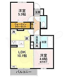 D-ROOM 天が岡 2LDKの間取図画像