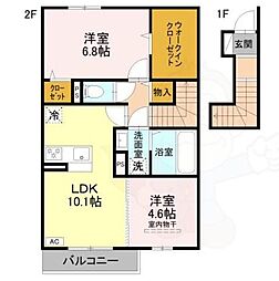 D-ROOM 天が岡 2LDKの間取図画像