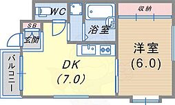 アクエルド諏訪山 1DKの間取図画像