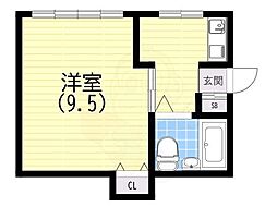 ウェルブ鈴蘭台 ワンルームの間取図画像