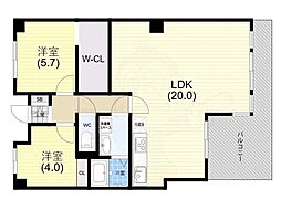 ベルツリー若草アネックス 2LDKの間取図画像