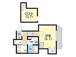 グランメール腕塚 1SKの間取図画像