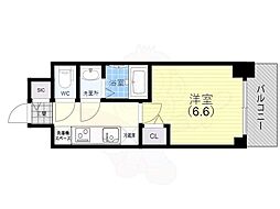 プレサンスハーバーランドアンド・シー 1Kの間取図画像