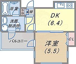 ワコーレ神戸北野セリュックス 1DKの間取図画像
