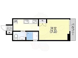 飛松高谷マンション 1Kの間取図画像