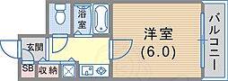 PARCIO三宮フラワーロード 1Kの間取図画像