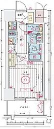 エステムコート神戸湊町 1Kの間取図画像
