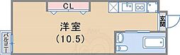 クレセンティア神戸・北野 1Kの間取図画像